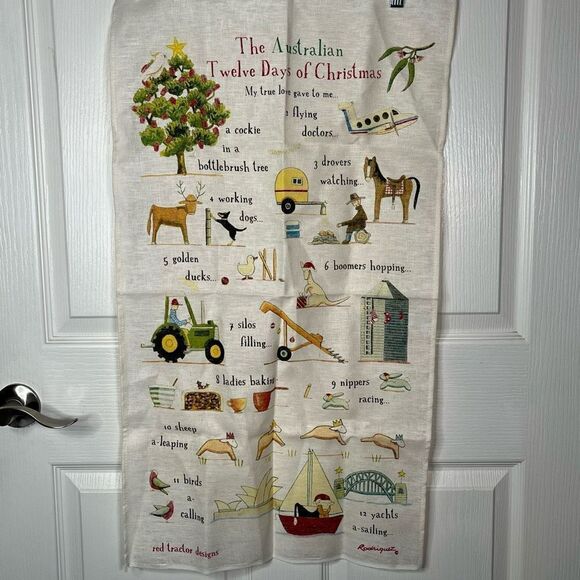 Red Tractor Designs Australia 12 Days Of a Christmas Linen Tea Towel - Picture 2 of 12